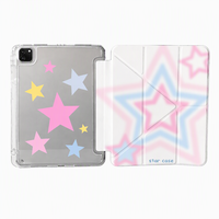 Étui pour tablette Y-Fold Trifold Support iPad Pastel Star Pattern Clear PC Back Flexible TPU Bumper 30 °   65 °   Support de Clavier avec Housse de Protection