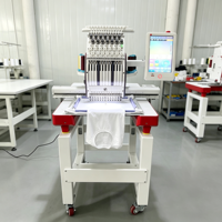 Machine à broder monotête contrôlée par ordinateur, 12 aiguilles, pour broderie plate et tubulaire, idéale pour la fabrication commerciale de t-shirts et de casquettes
