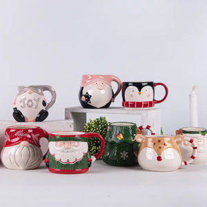 Taza Personalizada <span class=keywords><strong>de</strong></span> Cerámica con Dibujos Animados Lindos, Pintada a Mano, con Coloridos Árboles <span class=keywords><strong>de</strong></span> Navidad, Regalo para las Fiestas, Papá Noel, Renos y Muñeco <span class=keywords><strong>de</strong></span> Nieve - Product Image 4