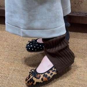 Escarpins à bout fermé à pois français pour femmes, nouvelle collection printemps 2026, élégants, rétro, imprimé léopard, ballerines à bout rond - Product Image 4
