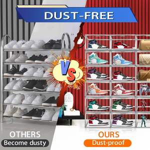 Contenedor de Almacenamiento de Zapatos Acrílico con Tapa Abatible, Diseño Nuevo 2024, Venta al Por Mayor, Caja Magnética Transparente - Product Image 4