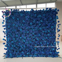 Dekorasi Pernikahan V08 Baru, Latar Belakang Dinding Bunga Biru 5D, Anggrek Sutra Buatan, Mawar Palsu, Dinding Bunga 8ft X 8ft untuk Dekorasi