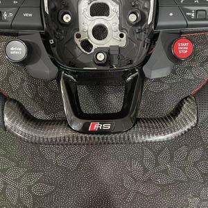 Volant sport personnalisé en fibre de carbone pour <span class=keywords><strong>Audi</strong></span> B8/B9/TTS/A4/B8.5/A5/A6/C7/C8/A7/A8/Q3/Q5/S3/S5/RS5/<span class=keywords><strong>R8</strong></span> avec boutons <span class=keywords><strong>R8</strong></span> et 3 branches - Product Image 4