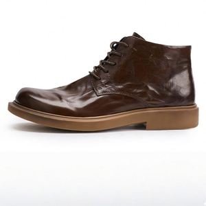 Men's Leather Boots Lace-up Zipper Styles Cowhide <b>Ankle</b> Height Outdoor-ready Autumn Round-toe Boots - Product Image 2