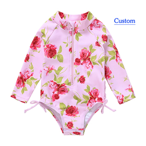 OEKO TEX bebek mayo fermuar tek parça takım elbise up uzun kollu kız yaz plaj Swimstui mayo çocuklar için - Product Image 1