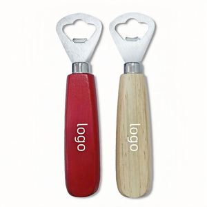 Ouvre-bouteilles en acier inoxydable avec manche en bois rouge et naturel, écologiques, en gros, cadeaux promotionnels - Product Image 1