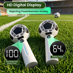 Ventilador de Mano Creativo con Diseño de Balón de Fútbol S02-<span class=keywords><strong>2</strong></span>, Recargable, 1800mAh, Carga Rápida USB-C, Pantalla LED, Refrigeración Personal para Oficina, Ligero - Product Image 2