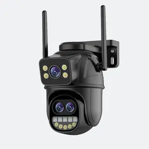 Icsee 9 MP 5 K Dreifachobjektiv-Verbindungsüberwachung WLAN rotierende Ptz drahtlose Smart Home-Speicherkarten-Überwachungskamera für draußen