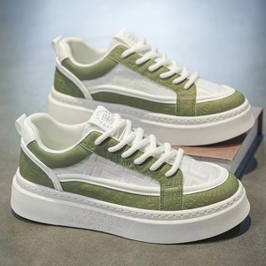Chaussures de sport blanches et rouges pour hommes, respirantes et décontractées, idéales pour le printemps et l'été, avec semelle souple, tendance mode pour étudiants - Product Image 1