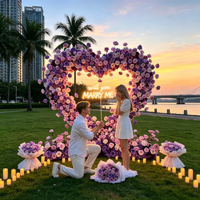 Arco de Flores de Rosas Rojas de Seda Realistas de Alta Simulación, Fondo para Decoración de Bodas, Propuesta de Matrimonio, Día de San Valentín y Fiestas