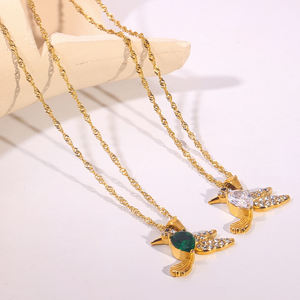 Women Fashion Stainless Steel Jewelry 18k Gold Plated Link <strong>Necklace</strong> White <strong>Pearl</strong> <strong>Pendant</strong> Zircon Charm Trendy Party Accessories - Product Image 5