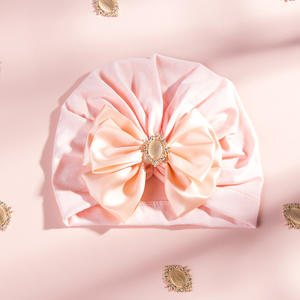 Enfants couleur unie grand arc strass pull chapeau bébé anniversaire décorer <span class=keywords><strong>pneu</strong></span> chapeau enfants couleur vive Turban casquette - Product Image 3