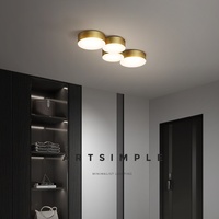 Plafonnier semi-encastré en laiton avec diffuseur acrylique, économe en énergie, style nordique, CRI 90 élevé, garantie 3 ans pour couloir et chambre