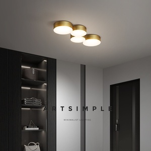 Plafonnier semi-encastré en laiton avec diffuseur acrylique, économe en énergie, style nordique, CRI 90 élevé, garantie 3 ans pour couloir et chambre - Product Image 5