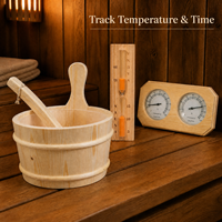 Aksesoris Sauna Tradisional Kayu Pinus - Ember, Pengatur Waktu Pasir & Termometer Peralatan Sauna