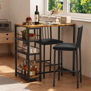 Creative and stylish retro-style <b>bar</b> counter <b>table</b> for home use, simple high-leg <b>table</b> and chair combination. - Product Image 1