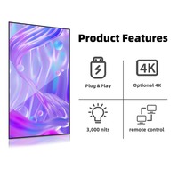 55 pouces Ultra-mince 3000 nits fenêtre haute luminosité écran de signalisation numérique affichage de qualité léger pour une utilisation en intérieur