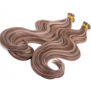 Extensions capillaires bouclées en nano-rings en plastique, cheveux humains vierges Remy, double épaisseur - Product Image 4