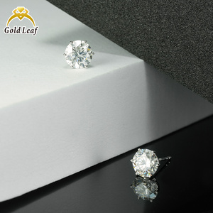 Pendientes de Diamantes de Corte Brillante, Cultivados en Laboratorio, HPHT CVD, Oro de 14K, Personalizados, con Certificado IGI, Diseño de 6 Garras, con <span class=keywords><strong>Tornillo</strong></span>, para Mujer, 1-3CT, con Hoja de Oro - Product Image 4