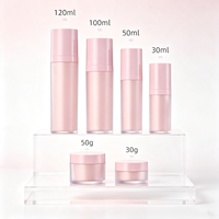 Flacon vide rose givré pour soins de la peau avec pompe pulvérisatrice, pour lotion et sérum, 30ml, 50ml, 100ml, 120ml, 1oz, 4oz ; Pot pour crème visage et contour des yeux, 30g, 50g