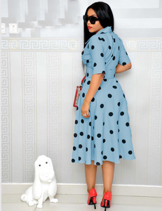 Nouvelle Robe Africaine pour <span class=keywords><strong>Femme</strong></span>, Style Explosif, Col de Costume, Manches à Pois, Couture, <span class=keywords><strong>Grande</strong></span> <span class=keywords><strong>Taille</strong></span>, Robe Large à Ceinture Large - Product Image 5