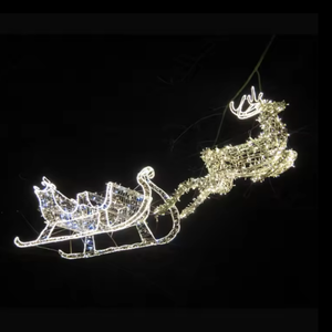 Grand renne LED extérieur avec traîneau pour la décoration de centres commerciaux, parcs et rues à Noël - Product Image 3