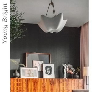 Young Bright White Plaster Chandelier 73cm Oval Led E27 Single <b>Head</b> For Living Room Bedroom Villa Retro <b>Style</b> - Product Image 4