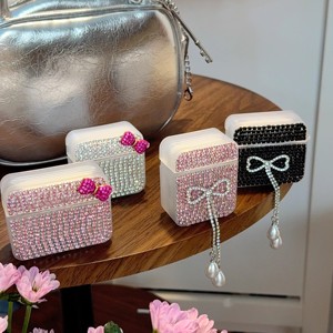 Étui pour écouteurs sans fil Apple <span class=keywords><strong>Airpods</strong></span> 1 2 3 4 <span class=keywords><strong>Pro</strong></span> 2 avec nœud papillon mignon en diamant brillant fait à la main, boîte de charge - Product Image 4