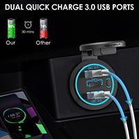 Chargeur de voiture 12V QC3.0 à double port 60W USB C, triple prise USB avec interrupteur pour voiture, bateau, marine
