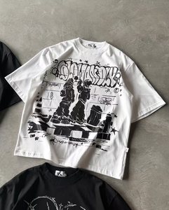 T-shirt HipHop in cotone squadrato 100% con Logo personalizzato per uomo serigrafia con Design digitale stile sportivo oversize t-shirt - Product Image 4