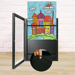Cadres d'art pour enfants 8.5x11 A4 10x12.5 à ouverture frontale, cadre de présentation et de rangement pour œuvres d'art blancs interchangeables, en fer, bois et MDF, pour table ou mur - Product Image 5