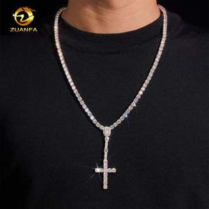 שרשרת תליון שרשרת שרשרת טניס מויסניט moissanite 925 כסף סטרלינג תכשיטי היפ הופ - Product Image 4
