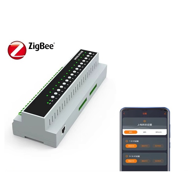 Tuya Smart Zigbee 16 CH Relay Switch Module On Off Control Module SAAS Dry Node Weak Current Power Module Work With Alexa Google
