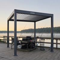 Pergola en aluminium Jiake 6063-T5 avec toit à lames motorisé pour quai de pêche, terrasse, jardin, patio, espace extérieur, gazebo, pavillon