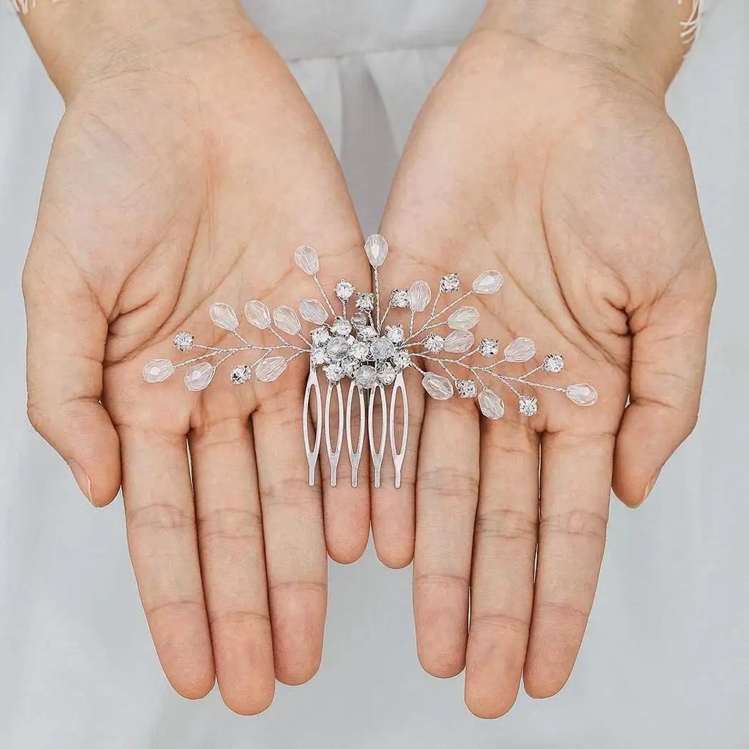 Handmade Floral Alloy Hair Comb Glass Crystal Asesorios Para Mujer With Pearls Bling Metal Diamond Hair Accessories Women Luxury