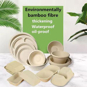 Bols en papier compostables personnalisés, assiettes jetables pour un dîner écologique, résistantes à la chaleur, en fibre de bambou - Product Image 3
