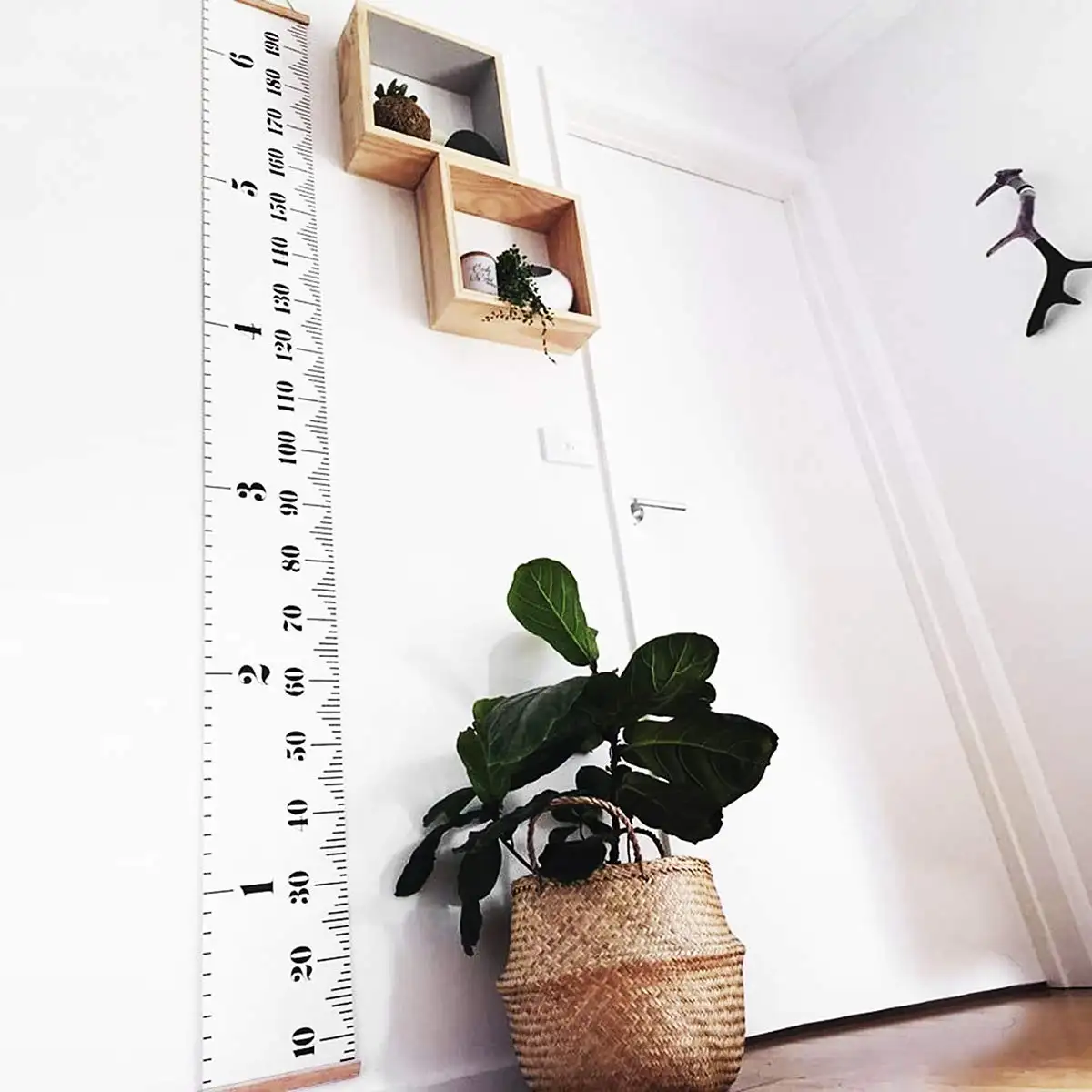 Tabla de crecimiento del bebé Tabla de medición de altura del niño Marco de madera Linda Tabla de medición colgante desmontable regla