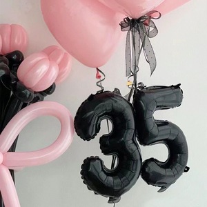 Balon Angka & Huruf Hitam 16 Inci Berkualitas Tinggi Foil Kreatif Dekorasi Suasana Pesta Ulang Tahun Pernikahan - Product Image 3