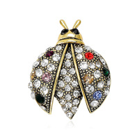 XILIANGFEIZI Broche Coccinelle Entièrement Sertie de Diamants, Style Euro-Américain, Accessoires Épingles Insectes, Vente en Gros Usine