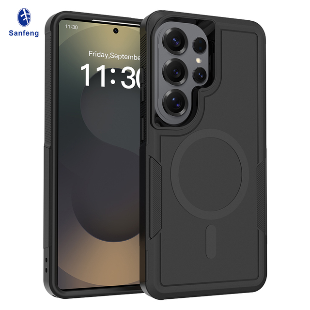 New Armor Samsung S26 Case with Shockproof Back Cover TPU PC Hybrid 2 in 1 Magnetic Mobile Phone Case with Wireless Charging