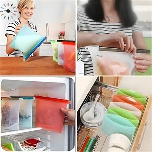 Hot Selling BPA-Free Silicone Food <b>Storage</b> <b>Bag</b> Leakproof and Reusable Ziplock Sealer for Fresh-Keeping in Kitchen Use - Product Image 6