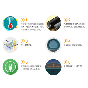 Bol d'eau chauffant pour animaux de compagnie, en plastique, isolé, pour usage extérieur et intérieur, pour chiens, chats, oiseaux, forme ronde, prise US, 110-240V, alimentation par charge - Product Image 4