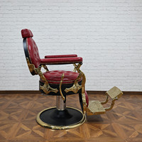 Chaise de barbier rouge de style rétro, chaise de coiffure en cuir, chaise de rasage de luxe, cadre pivotant inclinable, chaise de coiffure pour salon