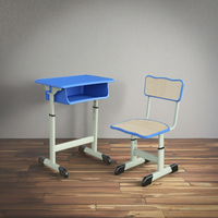 Ensemble bureau et chaise pour étudiant, avec cadre en acier robuste réglable en hauteur, pour l'école, la salle de classe et l'étude à domicile