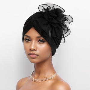 Chapeau Chimiothérapie Turban Élégant en Satin Respirant <span class=keywords><strong>et</strong></span> Élastique avec Grande Fleur <span class=keywords><strong>et</strong></span> Ruban pour Femmes Style Européen-Américain - Product Image 5