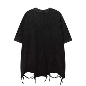 Camiseta Vintage de Verano RK9766, Peso Pesado, 230 g/m², Cuello Redondo Extra Grande, Estilo Urbano, Desgastada, Rota, de Manga Corta con Agujeros - Product Image 3