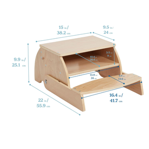 Chaise-Tabouret Montessori 2-en-1 en Bois pour Enfants, Convertible et Rabattable, Idéale pour le Salon - Prix Abordable - Product Image 3
