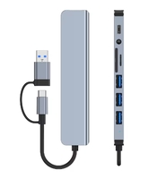 Adaptador Multipuerto USB Hub Universal SIPU 8 en 1, Divisor USB-C y USB-A con Lector de Tarjetas SD/TF y Conector de 3.5mm para PC y Laptop