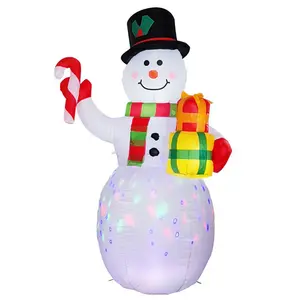 Opblaasbare Kerst Sneeuwpop Met Ingebouwde Led Licht Verlichte Opblaas Sneeuwpop Buiten Tuin Gazon Tuin Voor Kerstfeest Decoratie