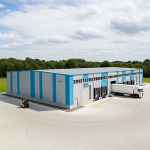 Atelier de réparation automobile en structure métallique, garage commercial moderne, entrepôt, bâtiment d'usine - Product Image 1